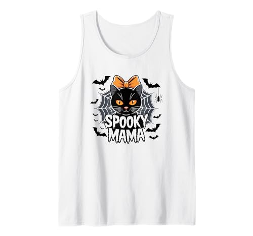 Gruselige Mama Halloween Katze Süße Schleife Tank Top Gruselige Mama Halloween Katze Süße Schleife Tank Top von Halloween Cat Enthusiasts Spooky Vibes