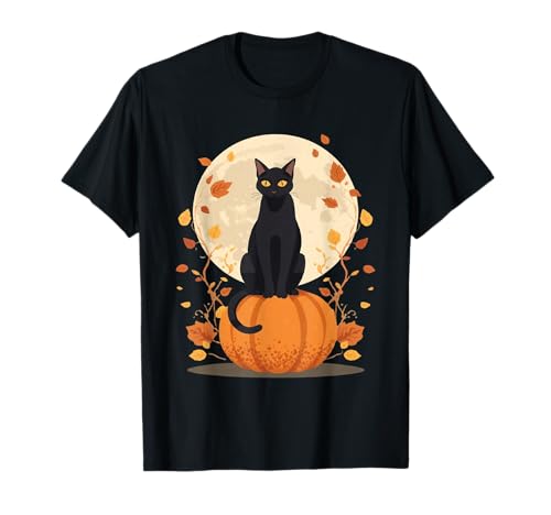 Schwarze Katze auf Kürbis Herbst Halloween Design für Männer Frauen T-Shirt Schwarze Katze auf Kürbis Herbst Halloween Design für Männer Frauen T-Shirt von Halloween Cat on Pumpkin Night Vibes