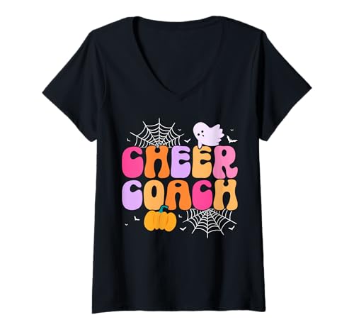 Damen Cheer Coach - Halloween Cheerleader Cheerleading Coach Geschenke T-Shirt mit V-Ausschnitt Damen Cheer Coach - Halloween Cheerleader Cheerleading Coach Geschenke T-Shirt mit V-Ausschnitt von Halloween Cheer Instructor Gifts Co.