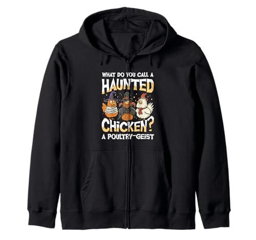 Wie nennt Man EIN Spukhuhn einen Geflügelgeist Kapuzenjacke Wie nennt Man EIN Spukhuhn einen Geflügelgeist Kapuzenjacke von Halloween Chicken Pun Poultry Ghost Humor
