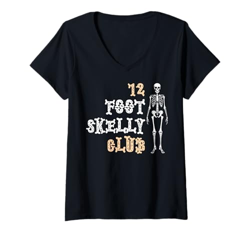 Damen Skelly Club 3,6 m – Halloween T-Shirt mit V-Ausschnitt von Halloween Clothing & Costumes