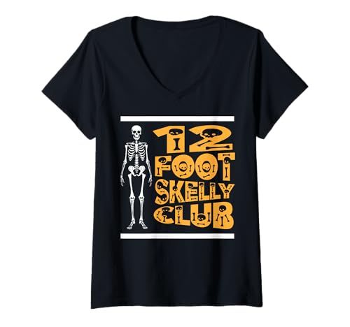 Damen Skelly Club 3,6 m – Halloween T-Shirt mit V-Ausschnitt von Halloween Clothing & Costumes