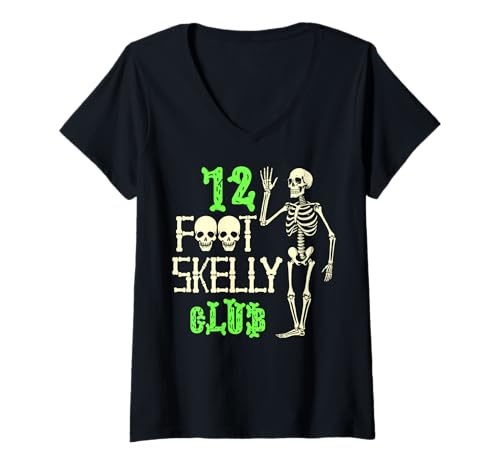 Damen Skelly Club 3,6 m – Halloween T-Shirt mit V-Ausschnitt von Halloween Clothing & Costumes