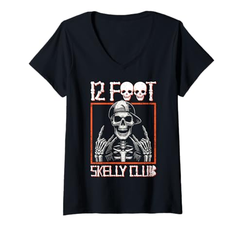 Damen Skelly Club 3,6 m – Halloween T-Shirt mit V-Ausschnitt von Halloween Clothing & Costumes