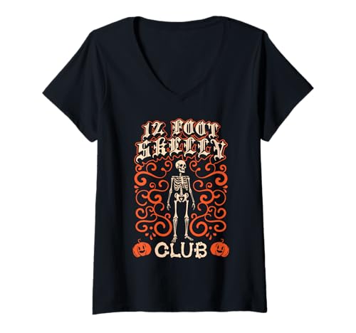 Damen Skelly Club 3,6 m – Halloween T-Shirt mit V-Ausschnitt von Halloween Clothing & Costumes