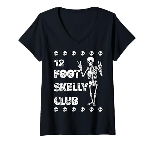 Damen Skelly Club 3,6 m – Halloween T-Shirt mit V-Ausschnitt von Halloween Clothing & Costumes
