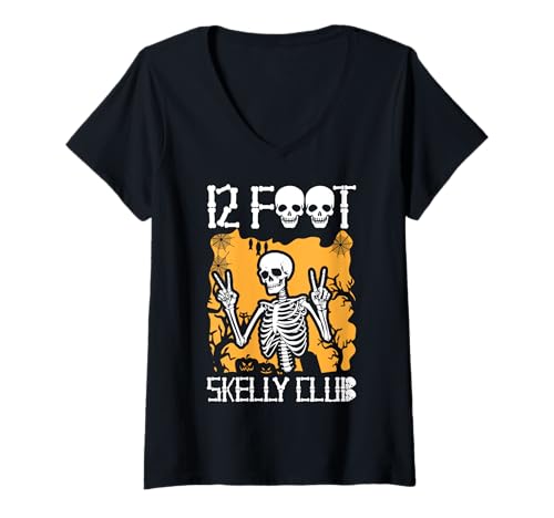 Damen Skelly Club 3,6 m – Halloween T-Shirt mit V-Ausschnitt von Halloween Clothing & Costumes