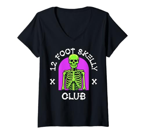 Damen Skelly Club 3,6 m – Halloween T-Shirt mit V-Ausschnitt von Halloween Clothing & Costumes