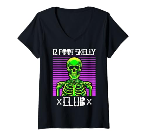 Damen Skelly Club 3,6 m – Halloween T-Shirt mit V-Ausschnitt von Halloween Clothing & Costumes