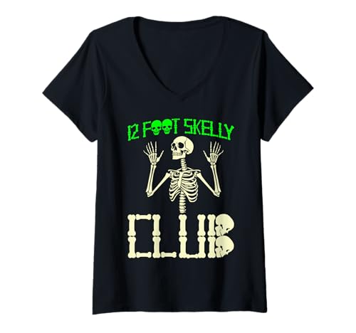 Damen Skelly Club 3,6 m – Halloween T-Shirt mit V-Ausschnitt von Halloween Clothing & Costumes