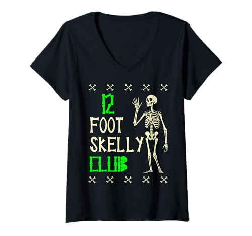 Damen Skelly Club 3,6 m – Halloween T-Shirt mit V-Ausschnitt von Halloween Clothing & Costumes