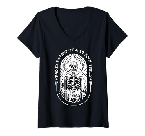 Damen Stolze Eltern eines 3,6 m Skelly – Halloween T-Shirt mit V-Ausschnitt von Halloween Clothing & Costumes