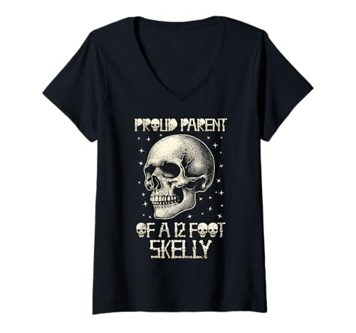 Damen Stolze Eltern eines 3,6 m Skelly – Halloween T-Shirt mit V-Ausschnitt von Halloween Clothing & Costumes