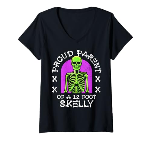 Damen Stolze Eltern eines 3,6 m Skelly – Halloween T-Shirt mit V-Ausschnitt von Halloween Clothing & Costumes