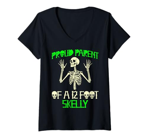 Damen Stolze Eltern eines 3,6 m Skelly – Halloween T-Shirt mit V-Ausschnitt von Halloween Clothing & Costumes
