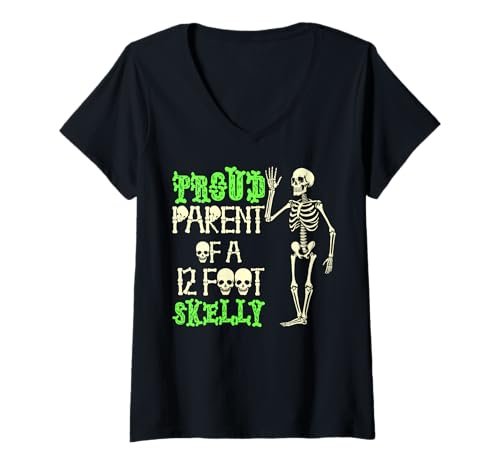 Damen Stolze Eltern eines 3,6 m Skelly – Halloween T-Shirt mit V-Ausschnitt von Halloween Clothing & Costumes