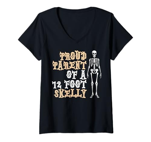 Damen Stolze Eltern eines 3,6 m Skelly – Halloween T-Shirt mit V-Ausschnitt von Halloween Clothing & Costumes