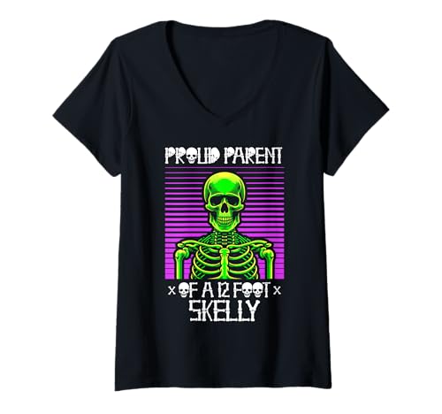 Damen Stolze Eltern eines 3,6 m Skelly – Halloween T-Shirt mit V-Ausschnitt von Halloween Clothing & Costumes