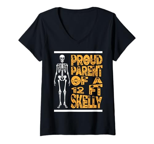 Damen Stolze Eltern eines 3,6 m Skelly – Halloween T-Shirt mit V-Ausschnitt von Halloween Clothing & Costumes