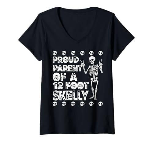Damen Stolze Eltern eines 3,6 m Skelly – Halloween T-Shirt mit V-Ausschnitt von Halloween Clothing & Costumes