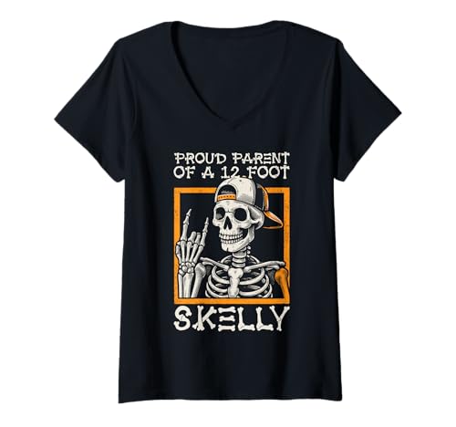 Damen Stolze Eltern eines 3,6 m Skelly – Halloween T-Shirt mit V-Ausschnitt von Halloween Clothing & Costumes