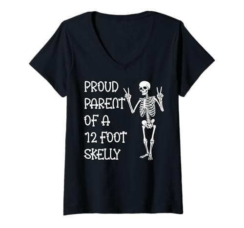 Damen Stolze Eltern eines 3,6 m Skelly – Halloween T-Shirt mit V-Ausschnitt von Halloween Clothing & Costumes