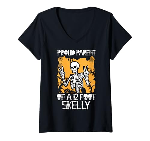 Damen Stolze Eltern eines 3,6 m Skelly – Halloween T-Shirt mit V-Ausschnitt von Halloween Clothing & Costumes