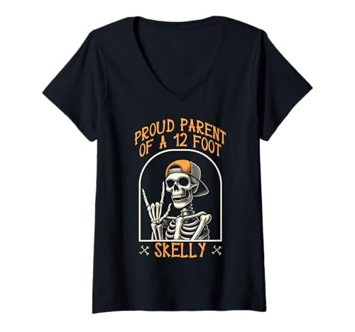 Damen Stolze Eltern eines 3,6 m Skelly – Halloween T-Shirt mit V-Ausschnitt von Halloween Clothing & Costumes