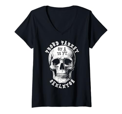 Damen Stolze Eltern eines 3,6 m großen Skeletts, Halloween T-Shirt mit V-Ausschnitt von Halloween Clothing & Costumes