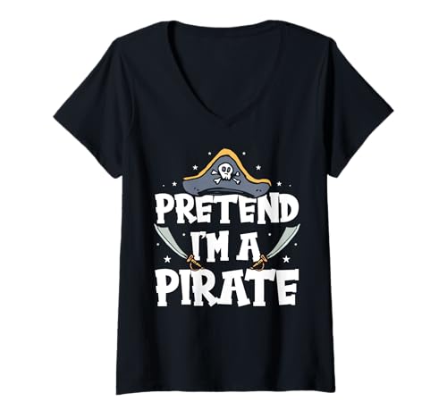 Damen Tu so, als wäre ich EIN Pirat - Halloween-Pirat T-Shirt mit V-Ausschnitt von Halloween Clothing & Costumes