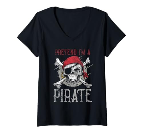 Damen Tu so, als wäre ich EIN Pirat - Halloween-Pirat T-Shirt mit V-Ausschnitt von Halloween Clothing & Costumes