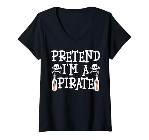 Damen Tu so, als wäre ich EIN Pirat - Halloween-Pirat T-Shirt mit V-Ausschnitt von Halloween Clothing & Costumes