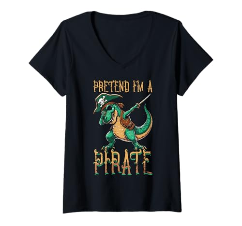 Damen Tu so, als wäre ich EIN Pirat - Halloween-Pirat T-Shirt mit V-Ausschnitt von Halloween Clothing & Costumes