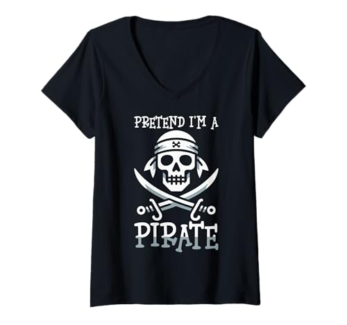 Damen Tu so, als wäre ich EIN Pirat - Halloween-Pirat T-Shirt mit V-Ausschnitt von Halloween Clothing & Costumes