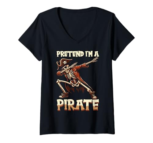Damen Tu so, als wäre ich EIN Pirat - Halloween-Pirat T-Shirt mit V-Ausschnitt von Halloween Clothing & Costumes