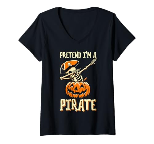 Damen Tu so, als wäre ich EIN Pirat - Halloween-Pirat T-Shirt mit V-Ausschnitt von Halloween Clothing & Costumes