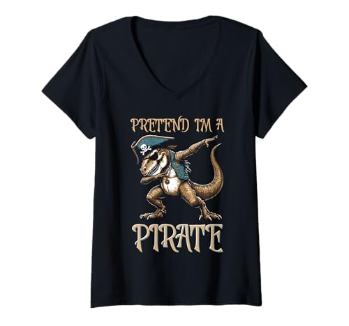 Damen Tu so, als wäre ich EIN Pirat - Halloween-Pirat T-Shirt mit V-Ausschnitt von Halloween Clothing & Costumes