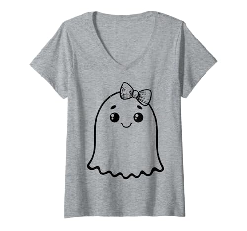 Damen Weiblicher Totenkopf - Halloween T-Shirt mit V-Ausschnitt von Halloween Clothing & Costumes