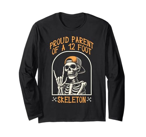 Stolze Eltern eines 3,6 m großen Skeletts, Halloween Langarmshirt von Halloween Clothing & Costumes