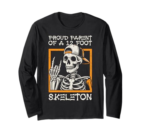 Stolze Eltern eines 3,6 m großen Skeletts, Halloween Langarmshirt von Halloween Clothing & Costumes