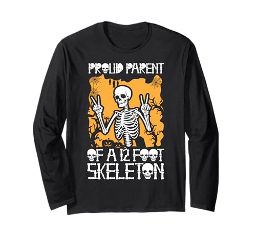 Stolze Eltern eines 3,6 m großen Skeletts, Halloween Langarmshirt von Halloween Clothing & Costumes