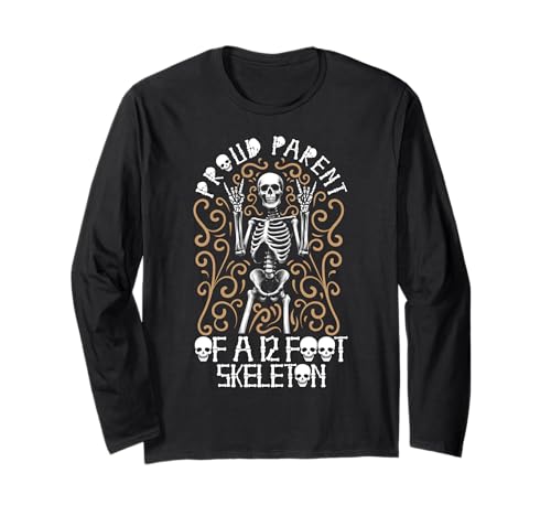 Stolze Eltern eines 3,6 m großen Skeletts, Halloween Langarmshirt von Halloween Clothing & Costumes