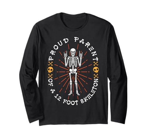 Stolze Eltern eines 3,6 m großen Skeletts, Halloween Langarmshirt von Halloween Clothing & Costumes