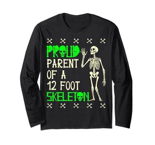 Stolze Eltern eines 3,6 m großen Skeletts, Halloween Langarmshirt von Halloween Clothing & Costumes