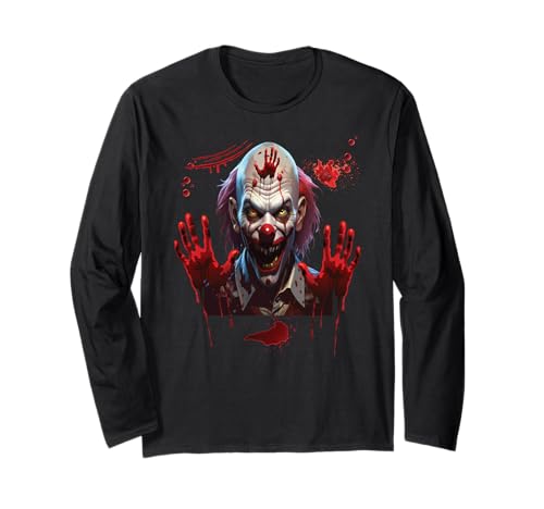Blutige Hände Halloween Blutspritzer Clown Kostüm Herren Langarmshirt von Halloween Clown Kostüm Damen Blut Verkleidung