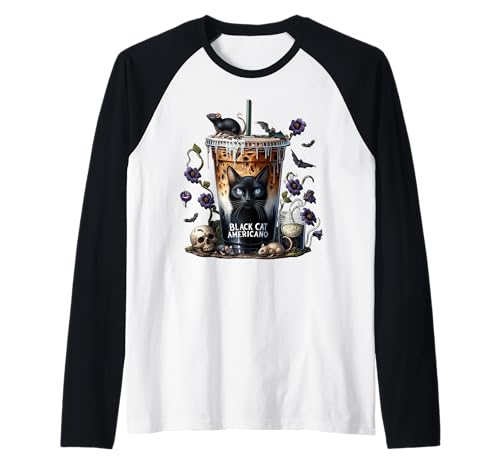 Creepy Coffee Cup Graphic for Women Men Black Cat Halloween Raglan von Halloween Coffee Cups Gifts For Coffee Lovers