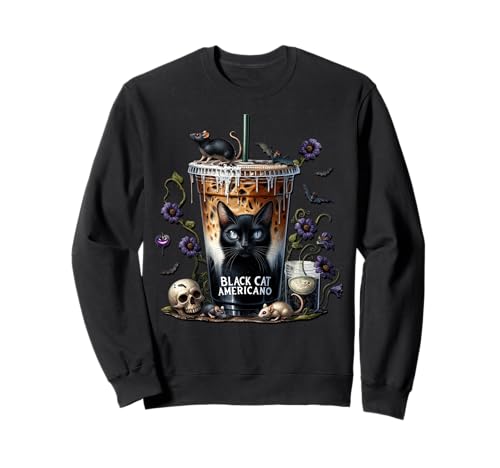 Creepy Coffee Cup Graphic for Women Men Black Cat Halloween Sweatshirt Creepy Coffee Cup Graphic for Women Men Black Cat Halloween Sweatshirt von Halloween Coffee Cups Gifts For Coffee Lovers