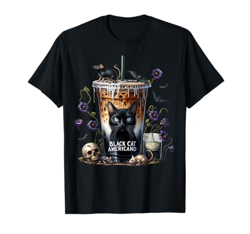 Creepy Coffee Cup Graphic for Women Men Black Cat Halloween T-Shirt Creepy Coffee Cup Graphic for Women Men Black Cat Halloween T-Shirt von Halloween Coffee Cups Gifts For Coffee Lovers