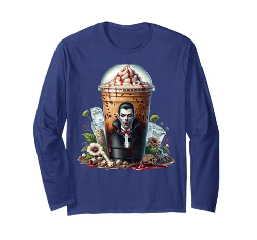 Halloween Coffee Graphic for Women and Men Spooky Vampire Langarmshirt Halloween Coffee Graphic for Women and Men Spooky Vampire Langarmshirt von Halloween Coffee Cups Gifts For Coffee Lovers