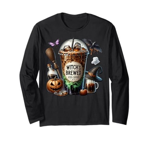 Witch Halloween Iced Coffee Cup for Women Witches Coffee Mom Langarmshirt Witch Halloween Iced Coffee Cup for Women Witches Coffee Mom Langarmshirt von Halloween Coffee Cups Gifts For Coffee Lovers